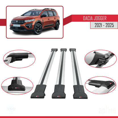 Compatibile con Dacia Jogger 2021-2025 FLY Model Barre Tetto Portapacchi Auto Barre Portatutto Grigo Alluminio 3 Barre