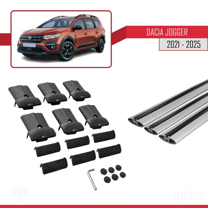 Compatibile con Dacia Jogger 2021-2025 FLY Model Barre Tetto Portapacchi Auto Barre Portatutto Grigo Alluminio 3 Barre