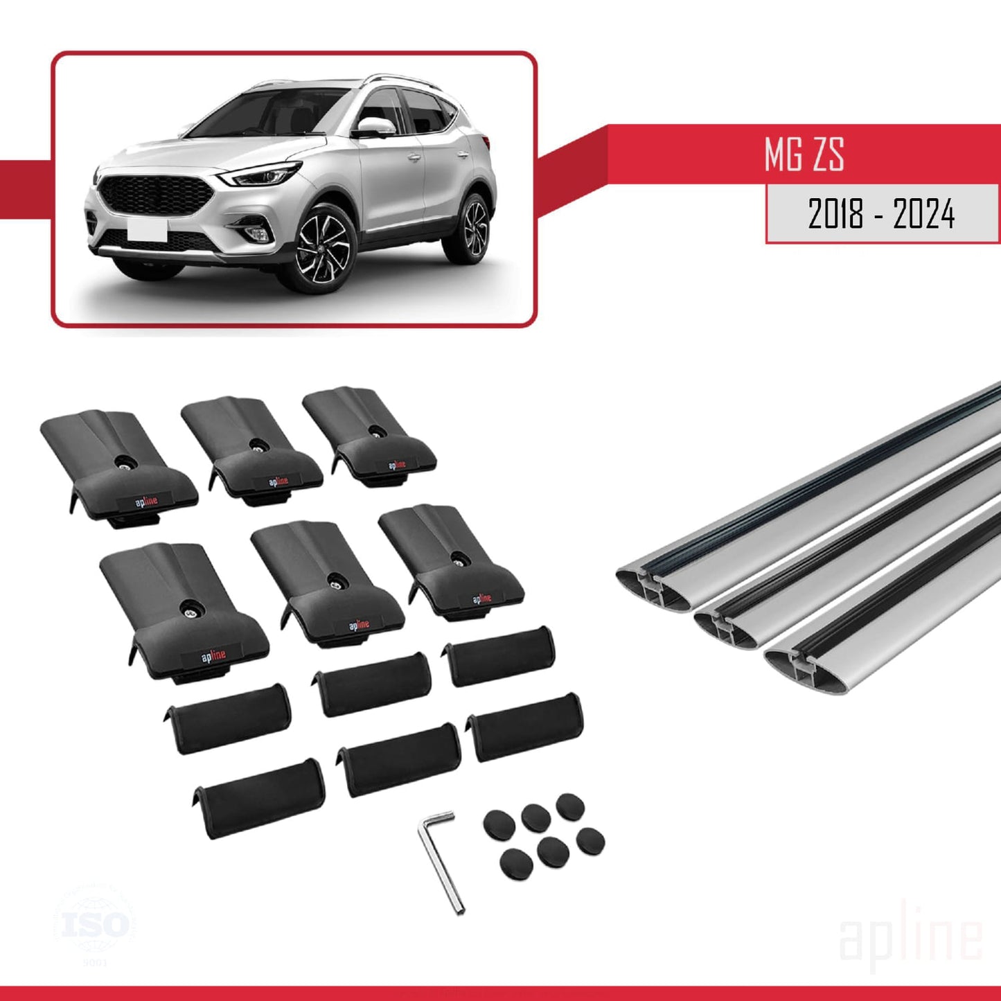 Compatible avec MG ZS 2018-2024 FLY Model Barres de Toit Railing Porte-Bagages de Voiture Gris Aluminium 3 Barres