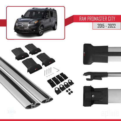 Compatible con Ram Promaster City (636) 2015-2022 FLY Model Barras de Techo Auto Portaequipajes Barras Transversales Gris Aluminio 2 Barras