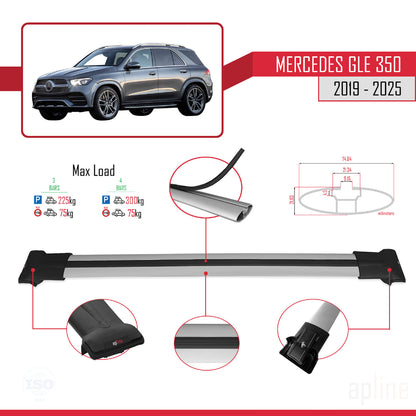 Compatibile con Mercedes Classe GLE 4 (V167) 2019-2025 FLY Model Barre Tetto Portapacchi Auto Barre Portatutto Grigo Alluminio 3 Barre