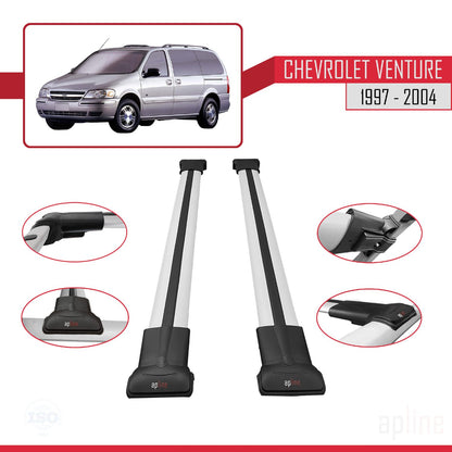 Compatible avec Chevrolet Venture 1997-2004 FLY Model Barres de Toit Railing Porte-Bagages de Voiture Gris Aluminium 2 Barres