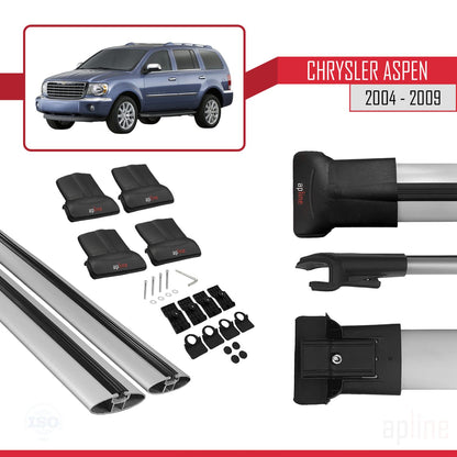 Compatible avec Chrysler Aspen 2004-2009 FLY Model Barres de Toit Railing Porte-Bagages de Voiture Gris Aluminium 2 Barres
