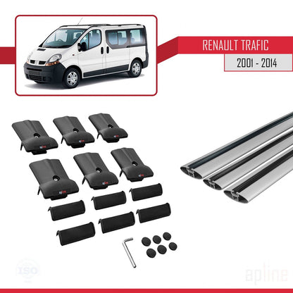 Compatible avec Renault Trafic 2 (X83) 2001-2014 FLY Model Barres de Toit Railing Porte-Bagages de Voiture Gris Aluminium 3 Barres