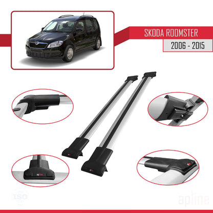 Kompatibel mit Skoda Roomster 2006-2015 FLY Model Relingträger Dachträger Auto Gepäckträger Grau Aluminium 2 Stangen
