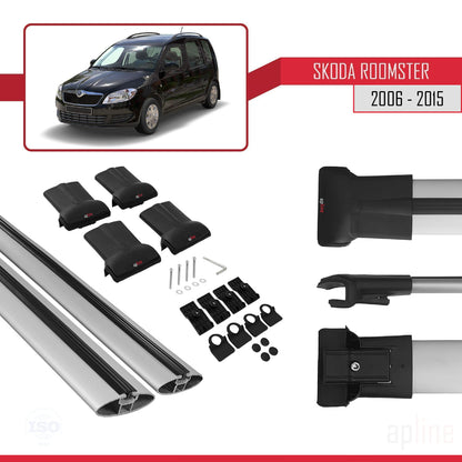 Kompatibel mit Skoda Roomster 2006-2015 FLY Model Relingträger Dachträger Auto Gepäckträger Grau Aluminium 2 Stangen