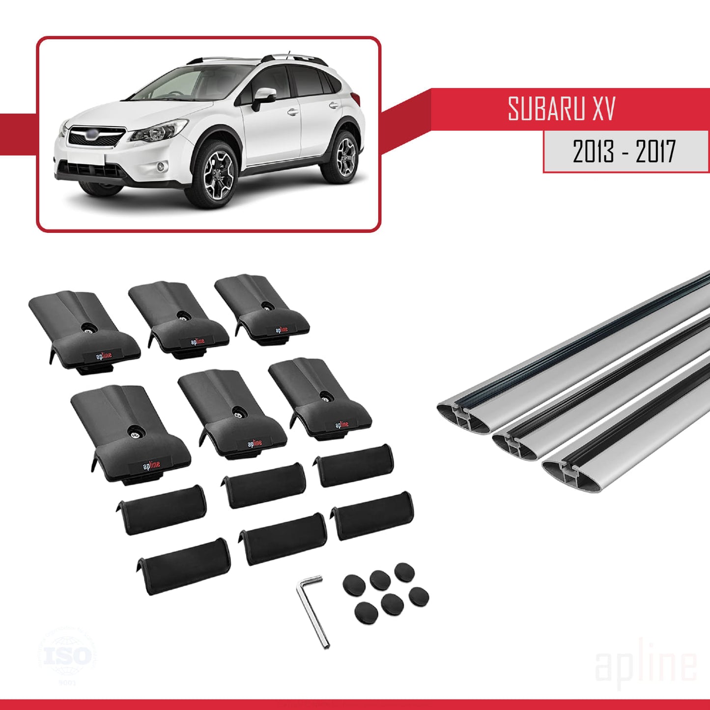 Kompatibel mit Subaru XV 2013-2017 FLY Model Relingträger Dachträger Auto Gepäckträger Grau Aluminium 3 Stangen
