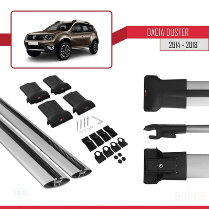 Compatible con Dacia Duster (HS) Post-Facelift 2014-2017 FLY Model Barras de Techo Auto Portaequipajes Barras Transversales Gris Aluminio 2 Barras