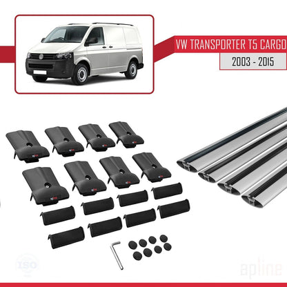 Compatibile con Volkswagen T5 Transporter 2003-2015 FLY Model Barre Tetto Portapacchi Auto Barre Portatutto Grigo Alluminio 4 Barre