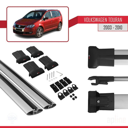 Compatible con Volkswagen Touran (1T) Post-Facelift 2010-2015 FLY Model Barras de Techo Auto Portaequipajes Barras Transversales Gris Aluminio 3 Barras