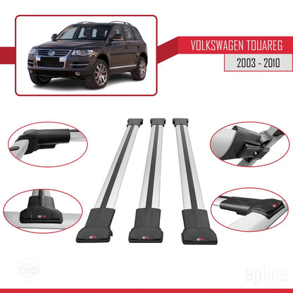 Kompatibel mit Volkswagen Touareg (7L) 2002-2010 FLY Model Relingträger Dachträger Auto Gepäckträger Grau Aluminium 3 Stangen