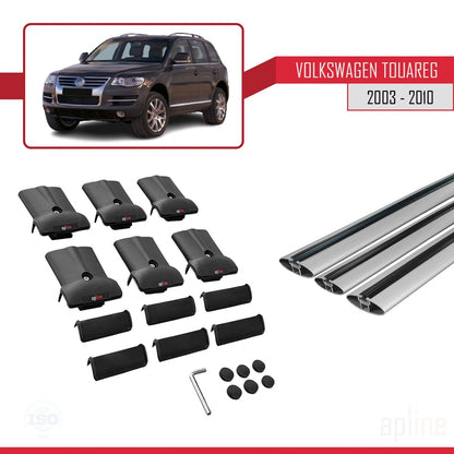 Kompatibel mit Volkswagen Touareg (7L) 2002-2010 FLY Model Relingträger Dachträger Auto Gepäckträger Grau Aluminium 3 Stangen