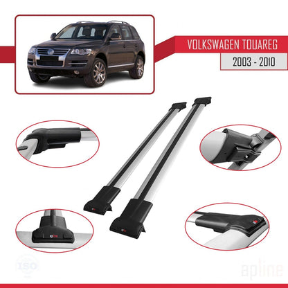 Kompatibel mit Volkswagen Touareg (7L) 2002-2010 FLY Model Relingträger Dachträger Auto Gepäckträger Grau Aluminium 3 Stangen