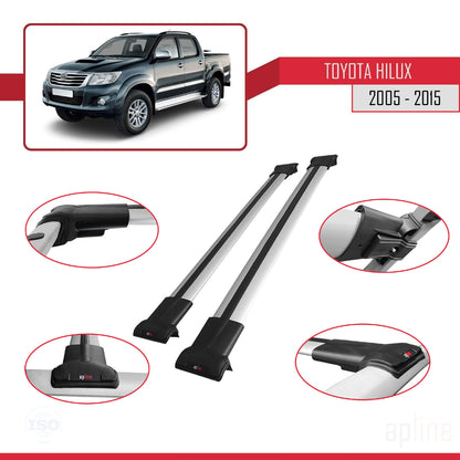 Compatibile con Toyota Hilux 7 (AN30) 2005-2015 FLY Model Barre Tetto Portapacchi Auto Barre Portatutto Grigo Alluminio 2 Barre