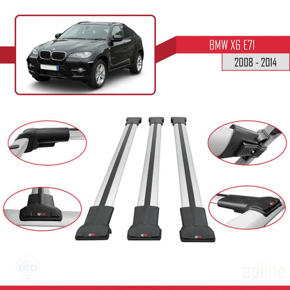 Compatibile con BMW X6 (E71) 2008-2014 FLY Model Barre Tetto Portapacchi Auto Barre Portatutto Grigo Alluminio 3 Barre