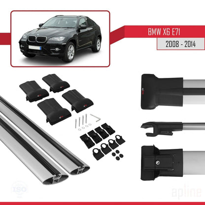 Compatibile con BMW X6 (E71) 2008-2014 FLY Model Barre Tetto Portapacchi Auto Barre Portatutto Grigo Alluminio 2 Barre
