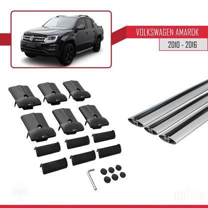 Compatible con Volkswagen Amarok (2F) Pre-Facelift 2010-2016 FLY Model Barras de Techo Auto Portaequipajes Barras Transversales Gris Aluminio 3 Barras