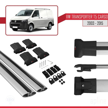 Compatibile con Volkswagen T5 Transporter 2003-2015 FLY Model Barre Tetto Portapacchi Auto Barre Portatutto Grigo Alluminio 3 Barre