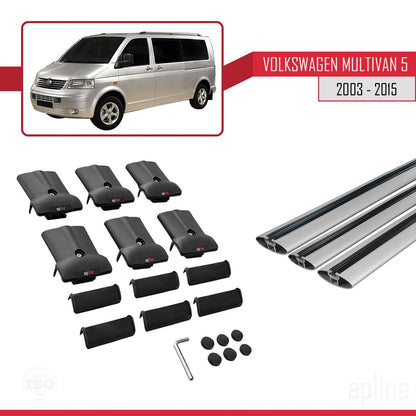 Kompatibel mit Volkswagen T5 Multivan 2003-2015 FLY Model Relingträger Dachträger Auto Gepäckträger Grau Aluminium 3 Stangen