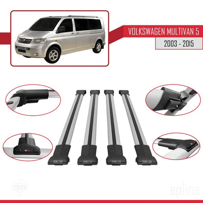 Kompatibel mit Volkswagen T5 Multivan 2003-2015 FLY Model Relingträger Dachträger Auto Gepäckträger Grau Aluminium 4 Stangen