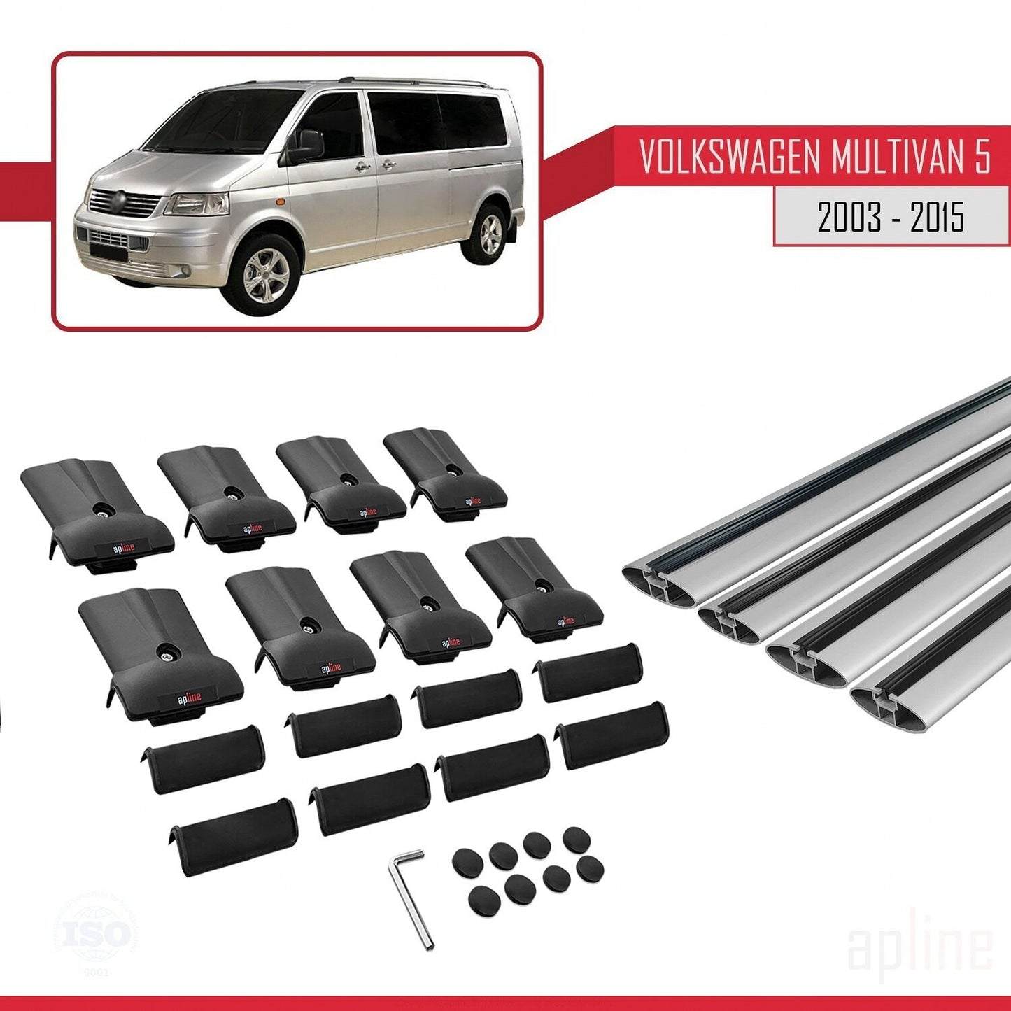Kompatibel mit Volkswagen T5 Multivan 2003-2015 FLY Model Relingträger Dachträger Auto Gepäckträger Grau Aluminium 4 Stangen