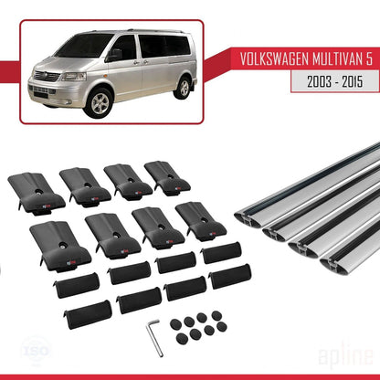 Kompatibel mit Volkswagen T5 Multivan 2003-2015 FLY Model Relingträger Dachträger Auto Gepäckträger Grau Aluminium 4 Stangen