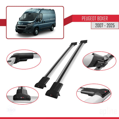 Compatible avec Peugeot Boxer 2 2007-2025 FLY Model Barres de Toit Railing Porte-Bagages de Voiture Gris Aluminium 2 Barres