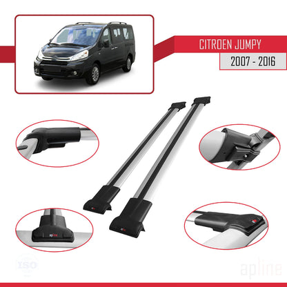 Compatible avec Citroen Jumpy 2 (G9) 2007-2016 FLY Model Barres de Toit Railing Porte-Bagages de Voiture Gris Aluminium 2 Barres