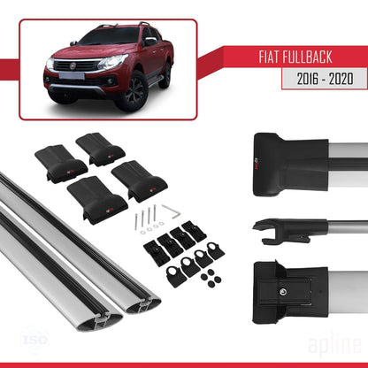 Compatibile con Fiat Fullback 2016-2020 FLY Model Barre Tetto Portapacchi Auto Barre Portatutto Grigo Alluminio 2 Barre