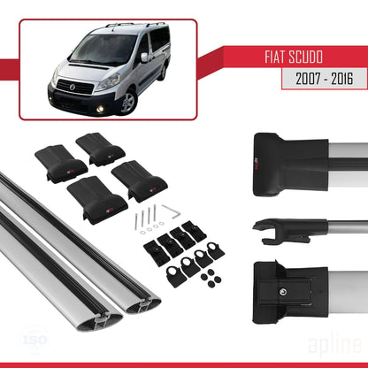 Compatible avec Fiat Scudo 2 2007-2016 FLY Model Barres de Toit Railing Porte-Bagages de Voiture Gris Aluminium 2 Barres