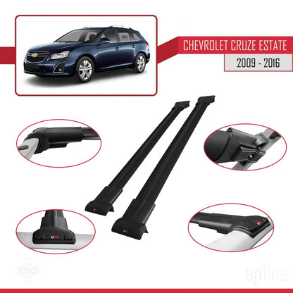 Kompatibel mit Chevrolet Cruze (J300) 2009-2016 FLY Model Relingträger Dachträger Auto Gepäckträger Schwarz Aluminium 2 Stangen