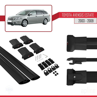 Kompatibel mit Toyota Avensis Combi 2003-2009 FLY Model Relingträger Dachträger Auto Gepäckträger Schwarz Aluminium 2 Stangen