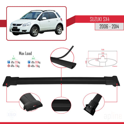 Kompatibel mit Suzuki SX4 II (JY) 2006-2014 FLY Model Relingträger Dachträger Auto Gepäckträger Schwarz Aluminium 3 Stangen