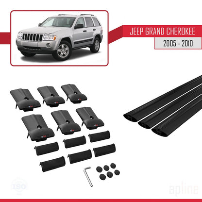 Compatibile con Jeep Grand Cherokee 3 (WK) 2005-2010 FLY Model Barre Tetto Portapacchi Auto Barre Portatutto Nero Alluminio 3 Barre