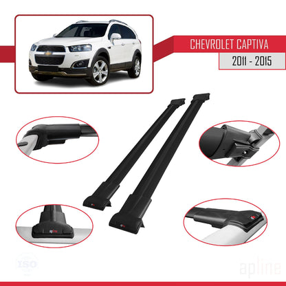 Kompatibel mit Chevrolet Captiva 2011-2015 FLY Model Relingträger Dachträger Auto Gepäckträger Schwarz Aluminium 2 Stangen