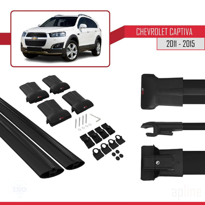 Kompatibel mit Chevrolet Captiva 2011-2015 FLY Model Relingträger Dachträger Auto Gepäckträger Schwarz Aluminium 2 Stangen
