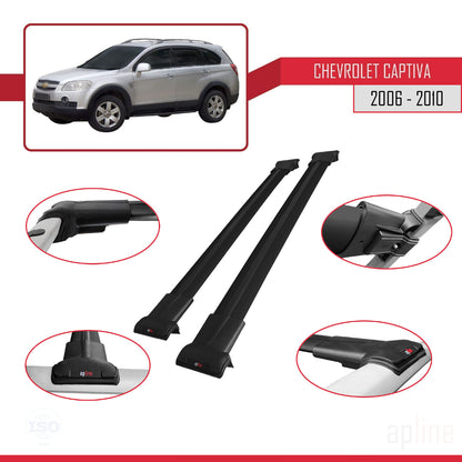 Kompatibel mit Chevrolet Captiva 2006-2010 FLY Model Relingträger Dachträger Auto Gepäckträger Schwarz Aluminium 2 Stangen