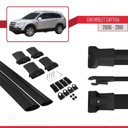 Kompatibel mit Chevrolet Captiva 2006-2010 FLY Model Relingträger Dachträger Auto Gepäckträger Schwarz Aluminium 2 Stangen