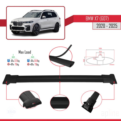 Kompatibel mit BMW X7 (G07) 2020-2025 FLY Model Relingträger Dachträger Auto Gepäckträger Schwarz Aluminium 3 Stangen