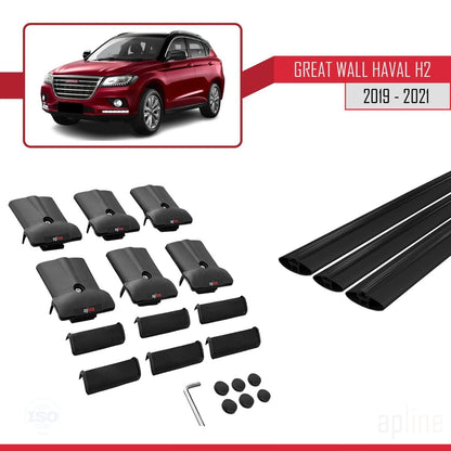 Compatible avec Great Wall Haval H2 2019-2021 FLY Model Barres de Toit Railing Porte-Bagages de Voiture Noir Aluminium 3 Barres