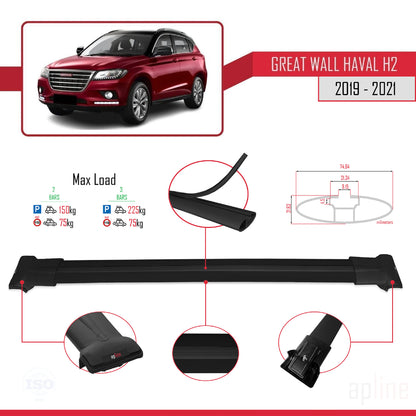 Compatible con Great Wall Haval H2 2019-2021 FLY Model Barras de Techo Auto Portaequipajes Barras Transversales Negro Aluminio 2 Barras