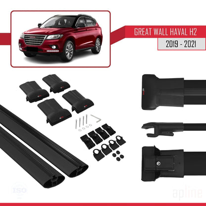 Compatible con Great Wall Haval H2 2019-2021 FLY Model Barras de Techo Auto Portaequipajes Barras Transversales Negro Aluminio 2 Barras