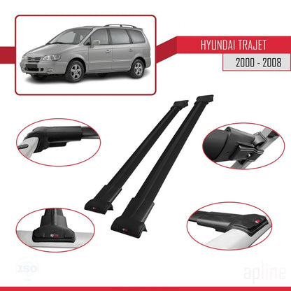Compatibile con Hyundai Trajet 2000-2008 modello FLY Barre portatutto per auto Portapacchi in alluminio nero 2 barre