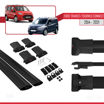 Compatibile con Ford Transit/Tourneo Connect 2 2014-2021 FLY Model Barre Tetto Portapacchi Auto Barre Portatutto Nero Alluminio 2 Barre