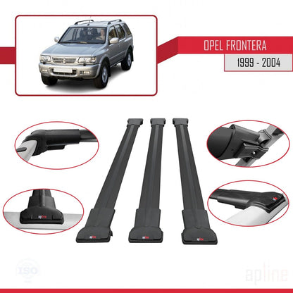 Compatibile con Opel Frontera 2 1999-2004 FLY Model Barre Tetto Portapacchi Auto Barre Portatutto Nero Alluminio 3 Barre