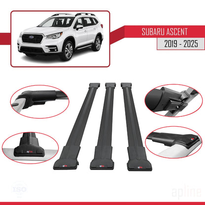 Compatibile con Subaru Ascent 2019-2025 FLY Model Barre Tetto Portapacchi Auto Barre Portatutto Nero Alluminio 3 Barre