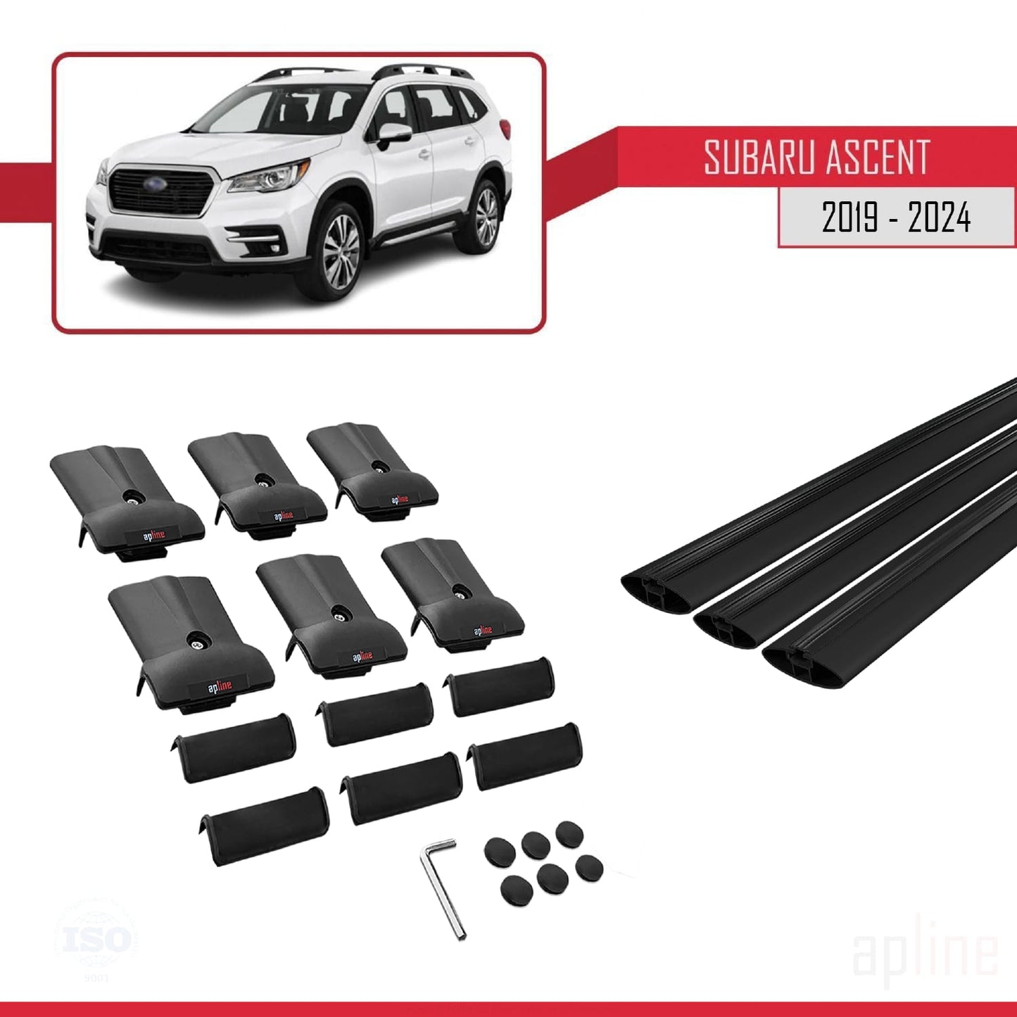 Compatibile con Subaru Ascent 2019-2025 FLY Model Barre Tetto Portapacchi Auto Barre Portatutto Nero Alluminio 3 Barre