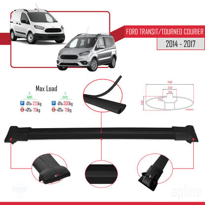 Compatibile con Ford Transit/Tourneo Courier Pre-Facelift 2014-2017 modello FLY Barre portatutto per auto Portapacchi in alluminio nero 4 barre