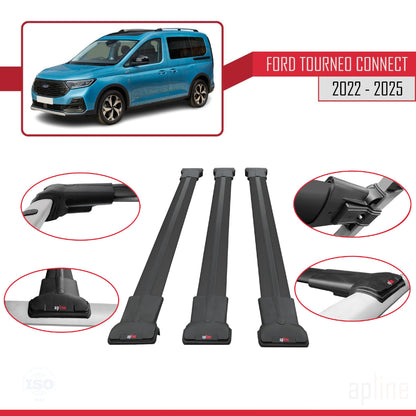 Compatibile con Ford Transit/Tourneo Connect 3 2022-2025 FLY Model Barre Tetto Portapacchi Auto Barre Portatutto Nero Alluminio 3 Barre