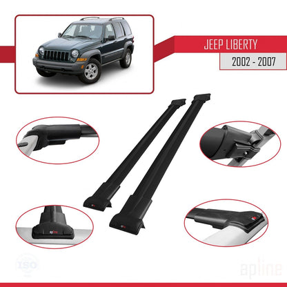 Kompatibel mit Jeep Liberty 2002-2007 FLY Model Relingträger Dachträger Auto Gepäckträger Schwarz Aluminium 2 Stangen
